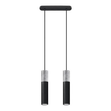 Taklampa på kabel BORGIO 2xGU10/40W/230V betong/metal svart