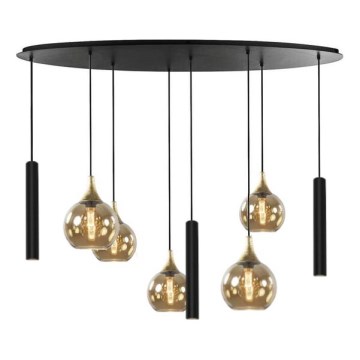 Taklampa på kabel CALYPSO 3xGU10/60W/230V + 5xE27/60W svart/guld