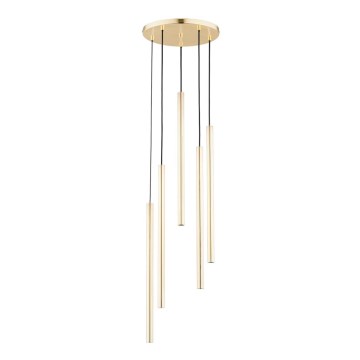 Taklampa på kabel COLLET 5xG9/40W/230V Ø 30 cm guld