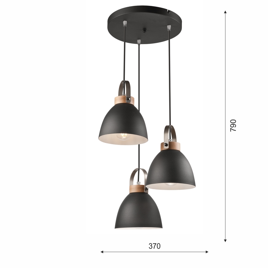 Taklampa på kabel DANIELLE 3xE27/60W/230V bok