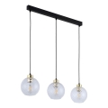 Taklampa på kabel DEVON 3xE27/15W/230V svart/klarglas