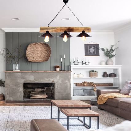 Taklampa på kabel HEPSI 3xE27/40W/230V gran/valnöt