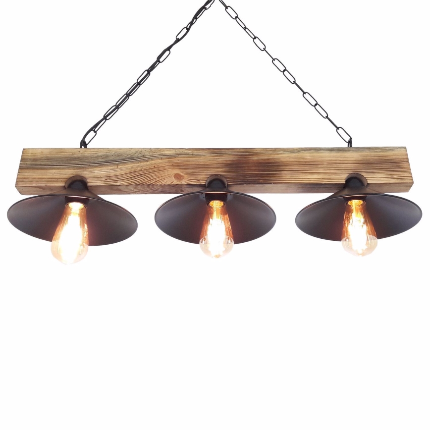 Taklampa på kabel HEPSI 3xE27/40W/230V gran/valnöt