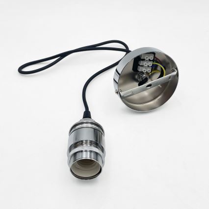 Taklampa på kabel JULL 1xE27/15W/230V polerad krom/klar