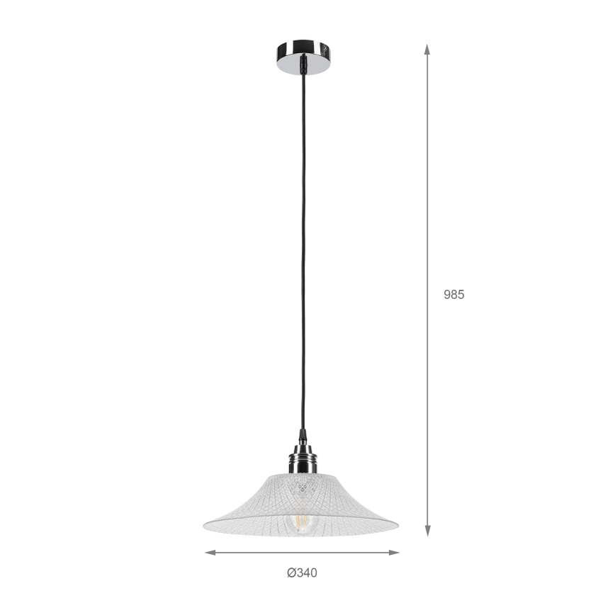 Taklampa på kabel JULL 1xE27/15W/230V polerad krom/klar