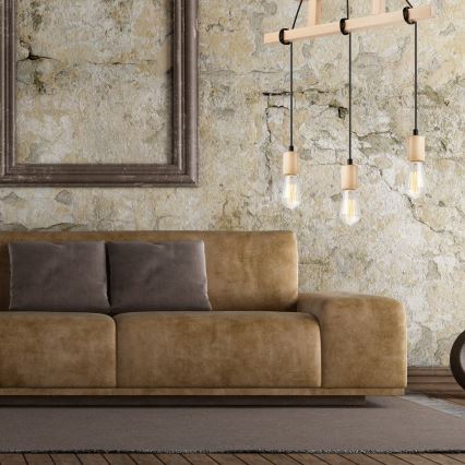 Taklampa på kabel LEON 3xE27/60W/230V bok