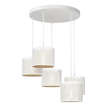 Taklampa på kabel LOFT SHADE 5xE27/60W/230V vit/guld