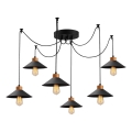 Taklampa på kabel MANAVGAT 6xE27/40W/230V – spindeldesign, svart/brun