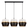 Taklampa på kabel PARIS 3xE27/60W/230V vit/svart/guld