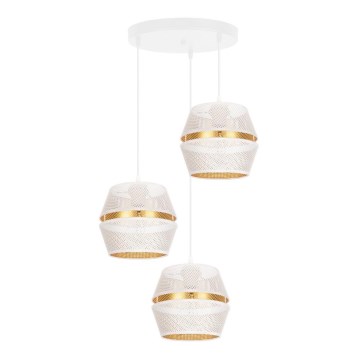 Taklampa på kabel PARIS 3xE27/60W/230V Ø 45 cm vit/guld