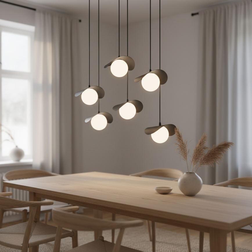 Taklampa på kabel RITUAL 6xG9/8W/230V svart