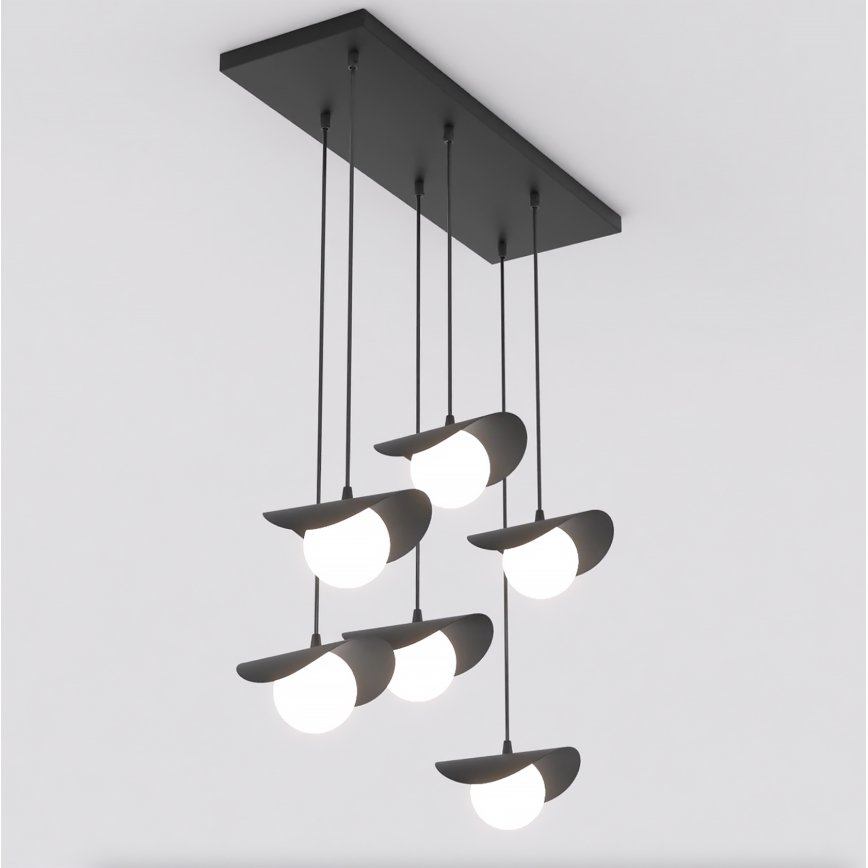 Taklampa på kabel RITUAL 6xG9/8W/230V svart