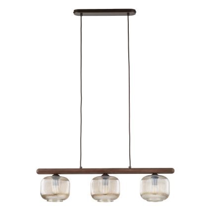 Taklampa på kabel SALVIA 3xE14/10W/230V brun/rökbrun
