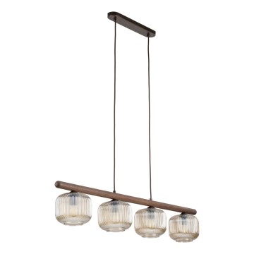 Taklampa på kabel SALVIA 4xE14/10W/230V brun/rökbrun