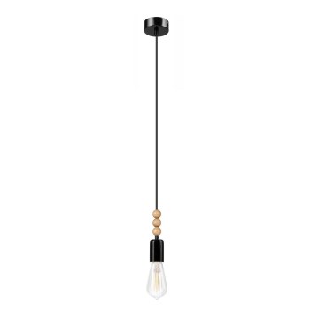 Taklampa på kabel SIMON 1xE27/60W/230V svart/bok