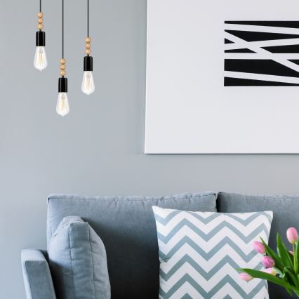 Taklampa på kabel SIMON 3xE27/60W/230V bok