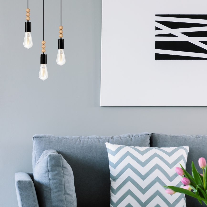 Taklampa på kabel SIMON 3xE27/60W/230V bok