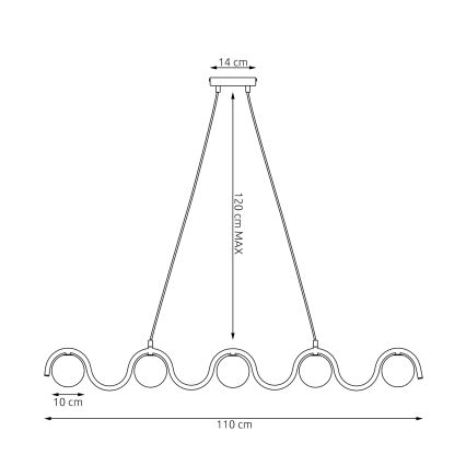 Taklampa på kabel SINUS 5xG9/8W/230V svart