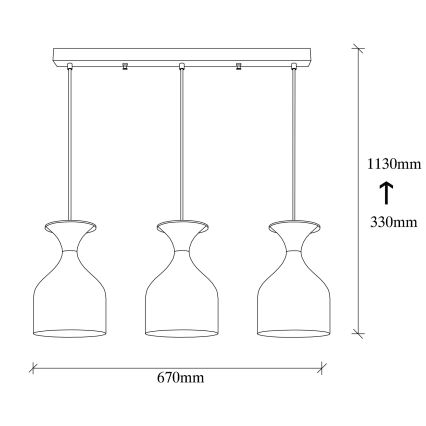 Taklampa på kabel SIVANI 3xE27/40W/230V vit/koppar