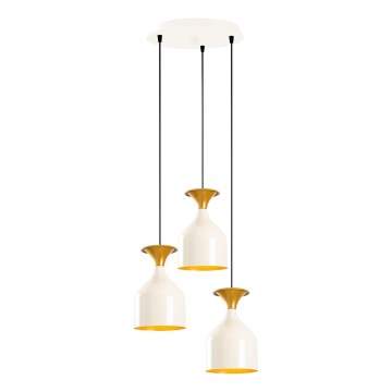 Taklampa på kabel SIVANI 3xE27/40W/230V vit/koppar