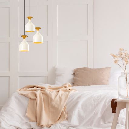 Taklampa på kabel SIVANI 3xE27/40W/230V vit/koppar