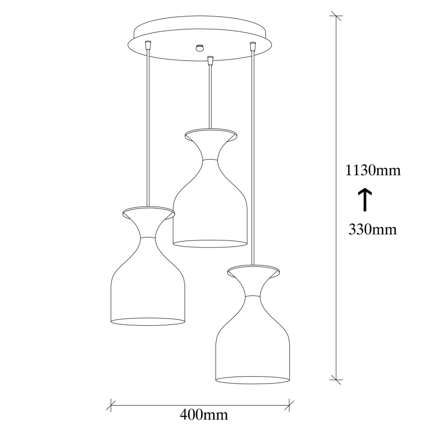 Taklampa på kabel SIVANI 3xE27/40W/230V vit/koppar