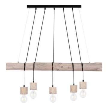 Taklampa på kabel TRABO 5xE27/60W/230V furu