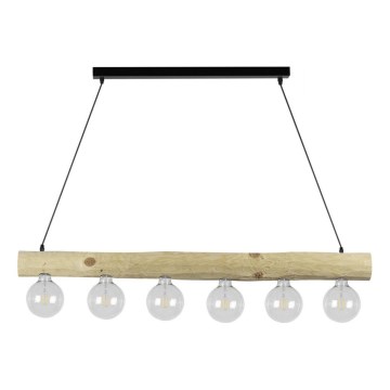 Taklampa på kabel TRABO 6xE27/60W/230V furu