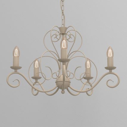 Taklampa på kedja MAURO 5xE14/15W/230V beige