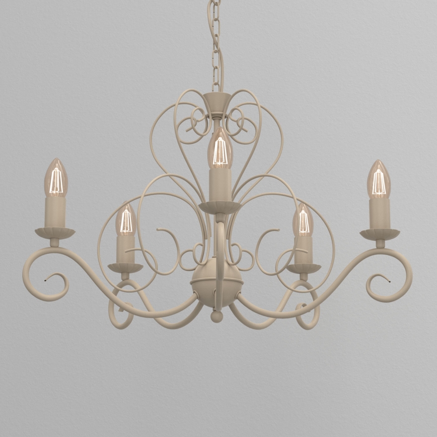 Taklampa på kedja MAURO 5xE14/15W/230V beige
