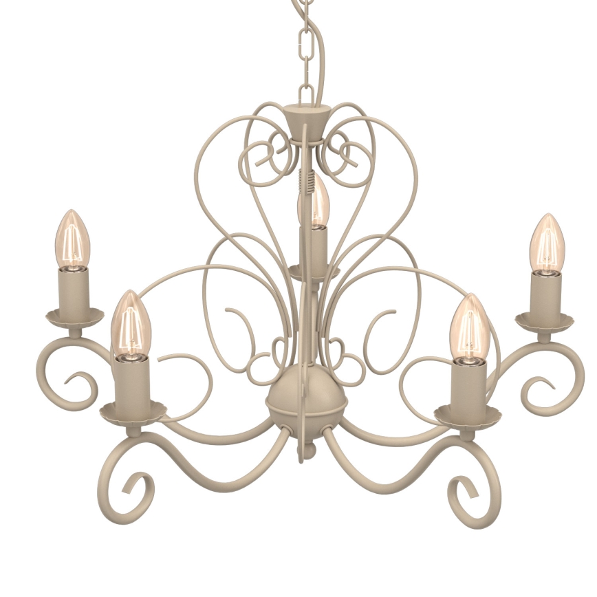 Taklampa på kedja MAURO 5xE14/15W/230V beige