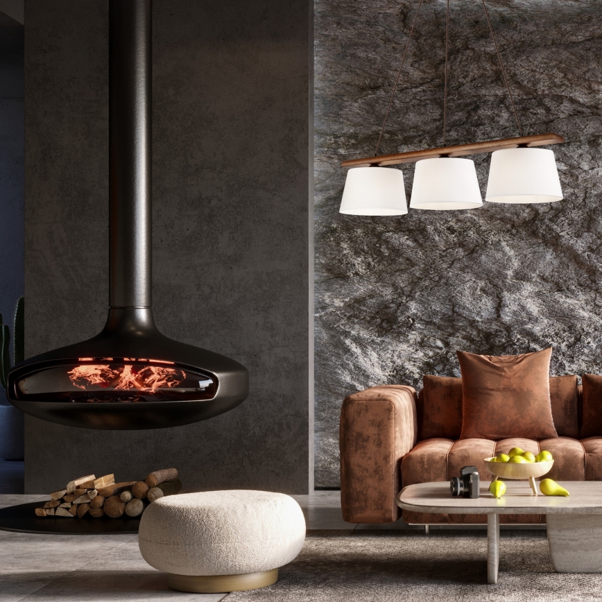 Taklampa på sladd AIDA 3xE27/60W/230V Ø 25 cm ek/valnöt