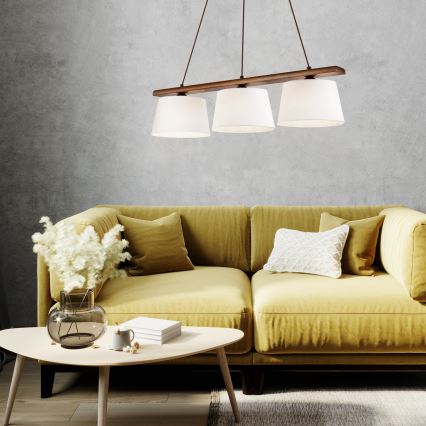 Taklampa på sladd AIDA 3xE27/60W/230V Ø 25 cm ek/valnöt