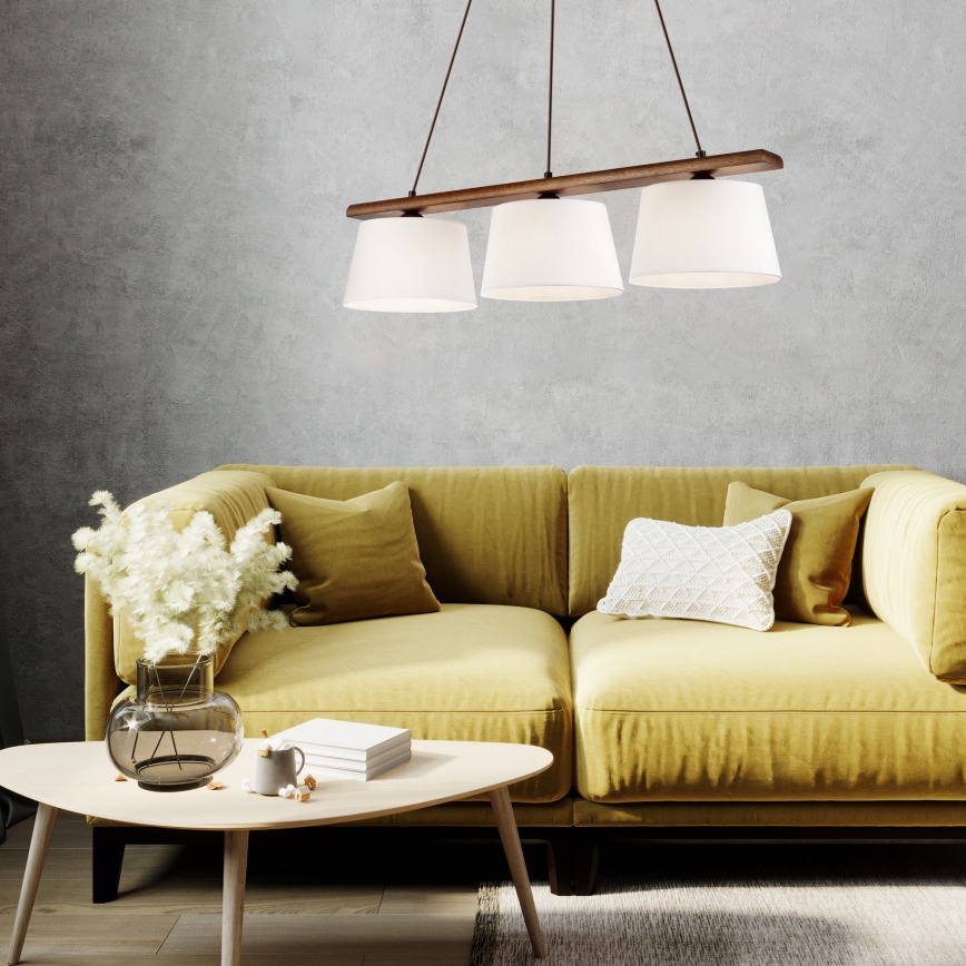 Taklampa på sladd AIDA 3xE27/60W/230V Ø 25 cm ek/valnöt