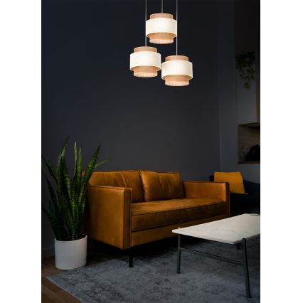 Taklampa på sladd BOHO 3xE27/60W/230V krämvit/jute