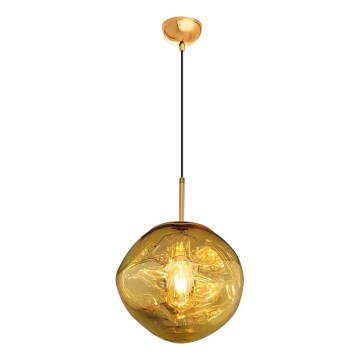Taklampa på sladd CRUMPLED 1xE27/24W/230V Ø 26 cm guld