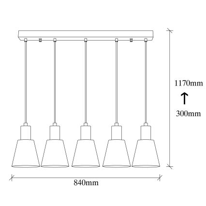 Taklampa på sladd KEM 5xE27/40W/230V svart