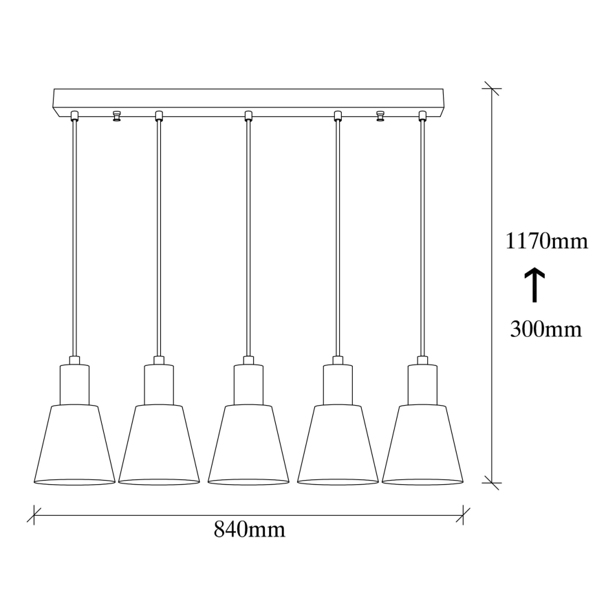 Taklampa på sladd KEM 5xE27/40W/230V svart