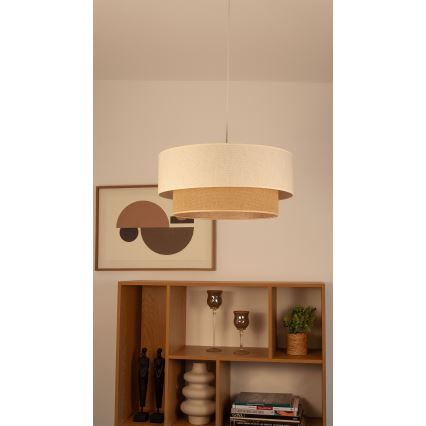 Taklampa på sladd NATIA 1xE27/60W/230V, Ø 45 cm, vit/brun