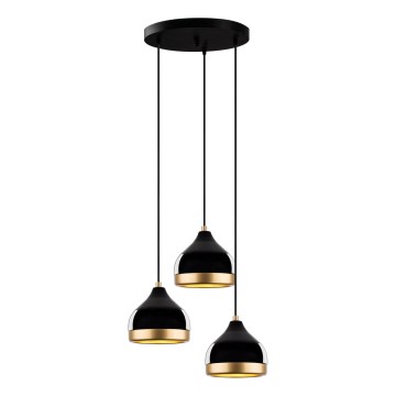 Taklampa på sladd YILDO 3xE27/40W/230V svart/guld