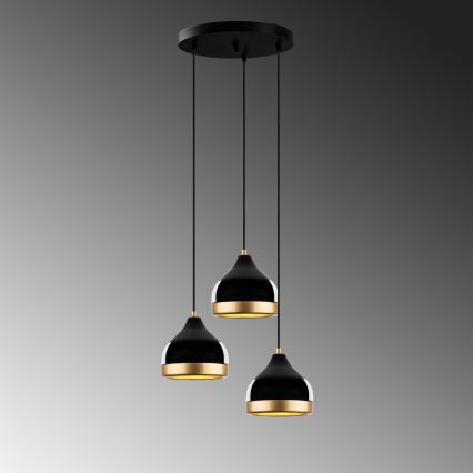 Taklampa på sladd YILDO 3xE27/40W/230V svart/guld
