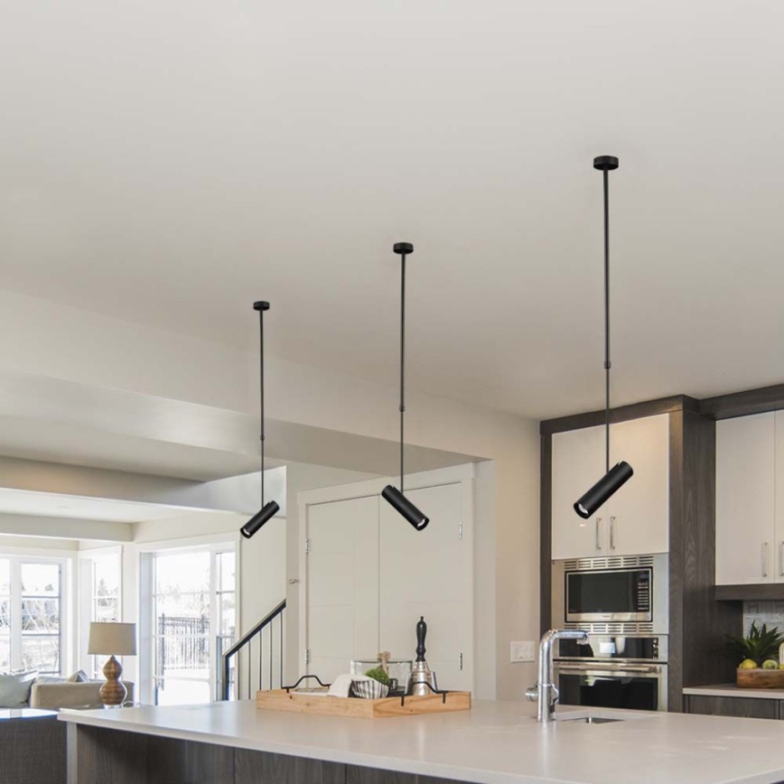 Taklampa på stång 1xGU10/35W/230V svart