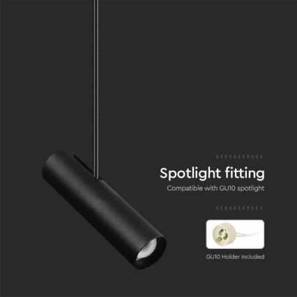 Taklampa på stång 1xGU10/35W/230V svart