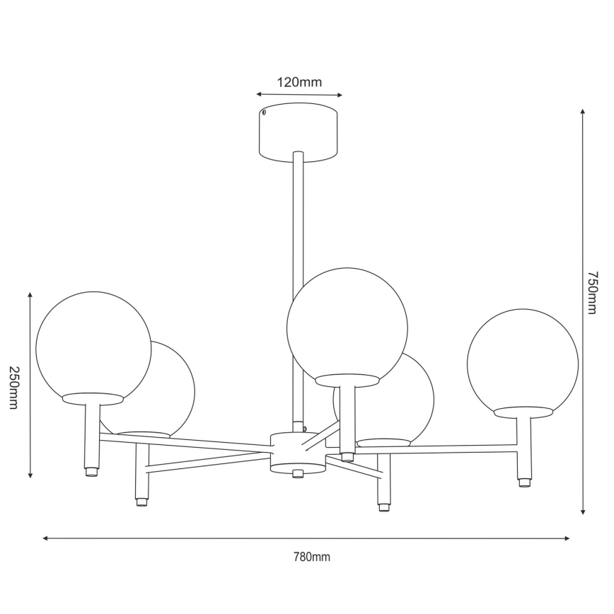 Taklampa på stång AWINION 6xE27/15W/230V