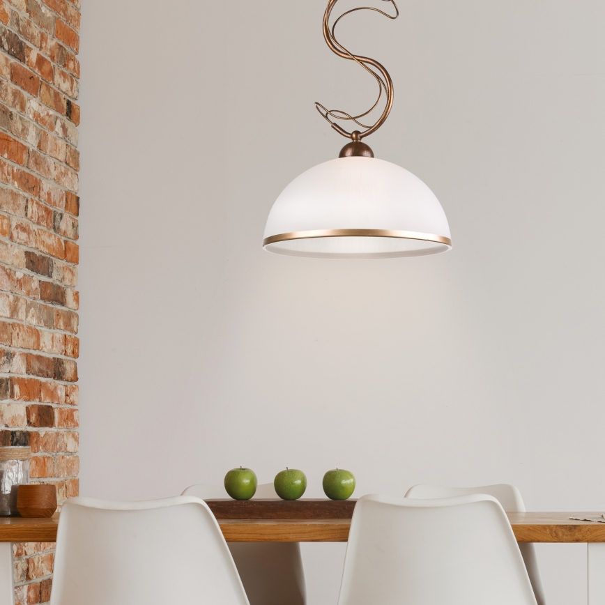 Taklampa på stång COBRA 1xE27/60W/230V Ø30 cm, brons/patina