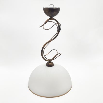 Taklampa på stång COBRA 1xE27/60W/230V Ø30 cm, brons/patina