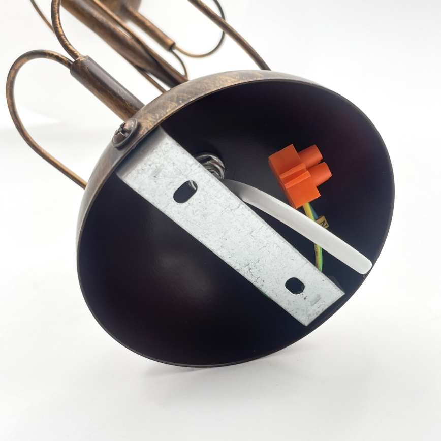 Taklampa på stång COBRA 1xE27/60W/230V Ø30 cm, brons/patina