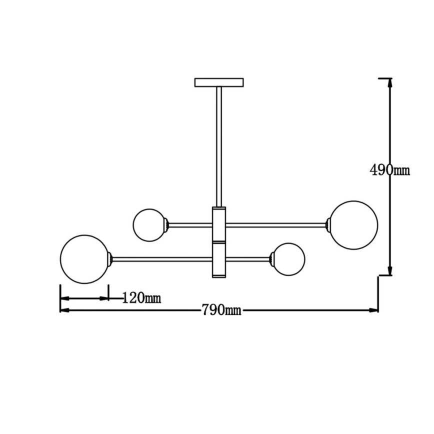 Taklampa på stång DORADO 4xG9/40W/230V svart