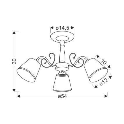 Taklampa på stång LOSANNA 3xE14/40W/230V mässing