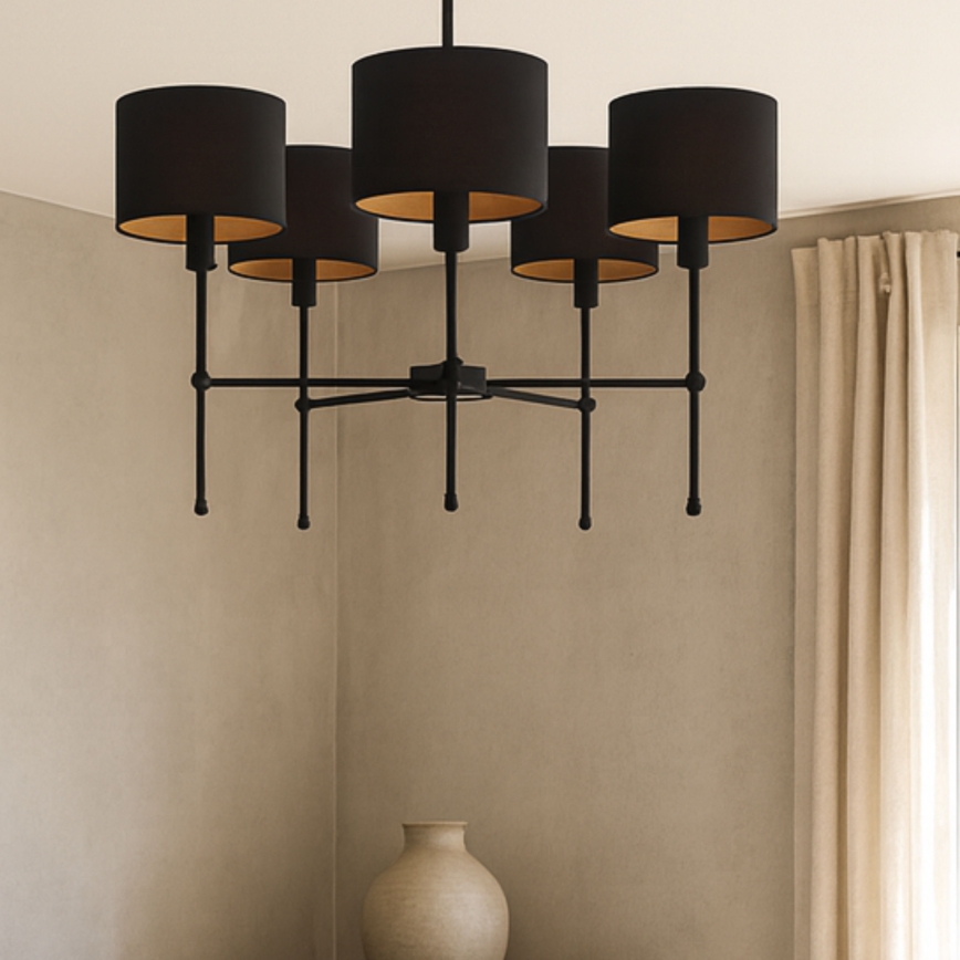 Taklampa på stång MADELA 5xE14/40W/230V svart